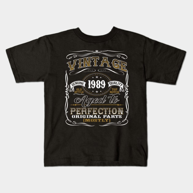 Vintage 1989 Shirt 30th Birthday Gift Thirtieth Bday T Shirt Kids T-Shirt by jMvillszz